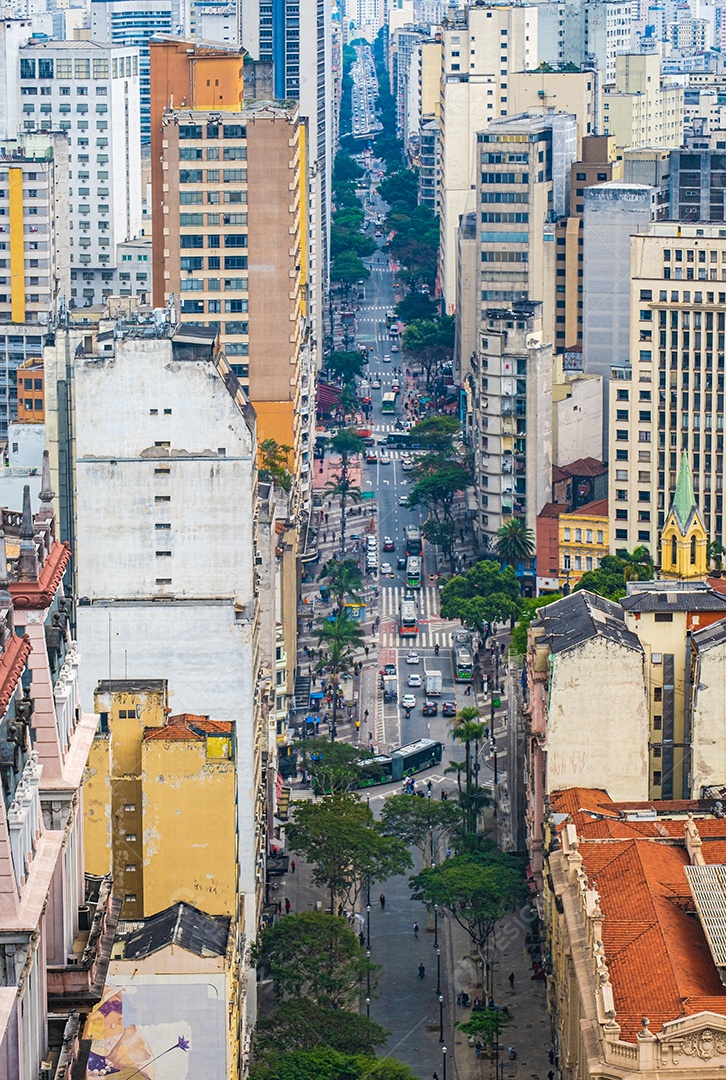 Vista de edifícios e prédios no centro de São Paulo