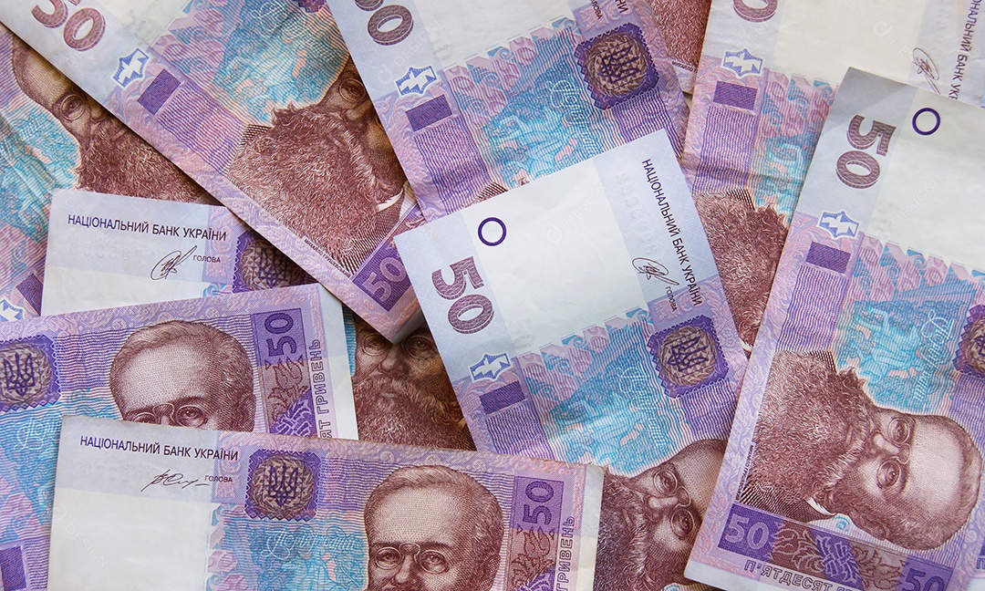 A nota de banco de 50 hryvnia ucraniana feita em 2014
