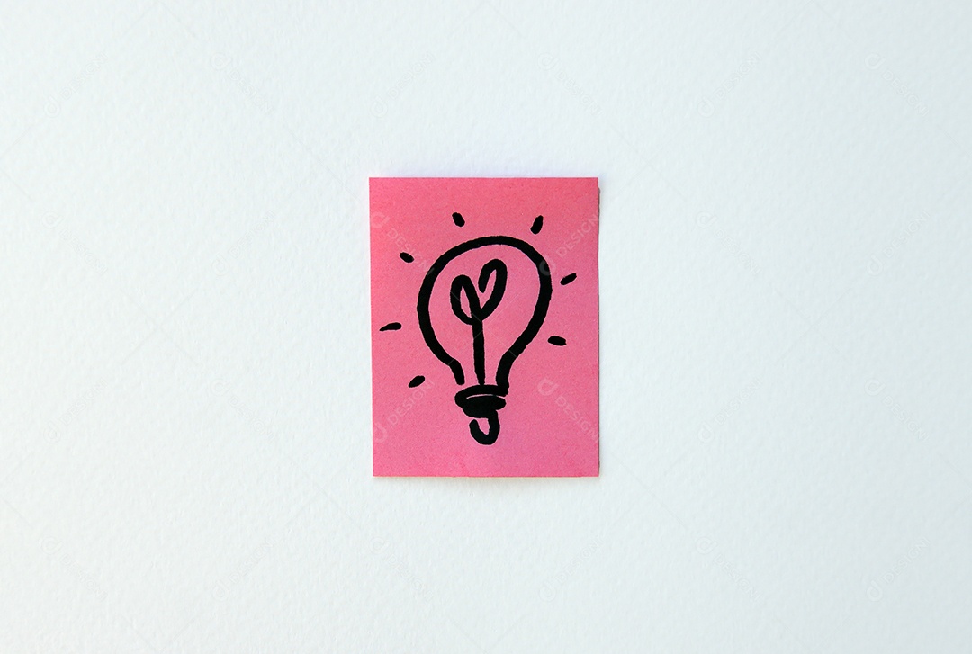 Papel de post it com desenho de lâmpada