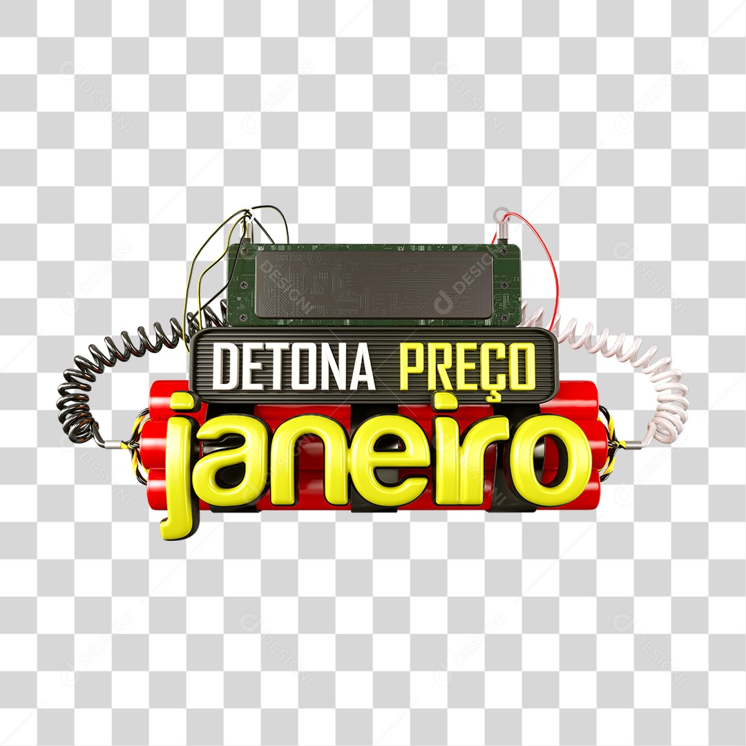 Selo 3D Detona Preço Janeiro PNG Transparente
