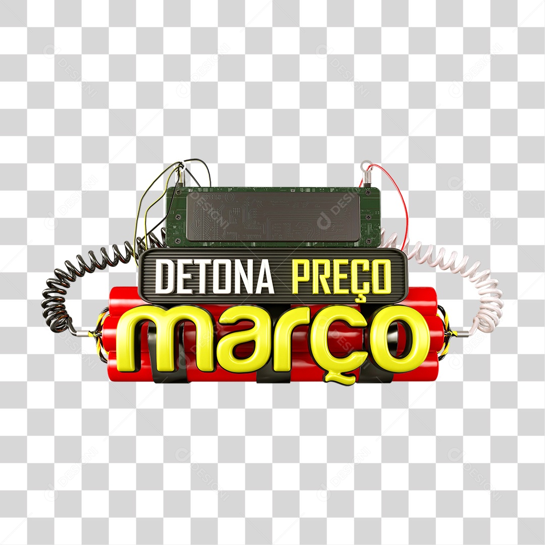 Selo 3D Detona Preço Março PNG Transparente