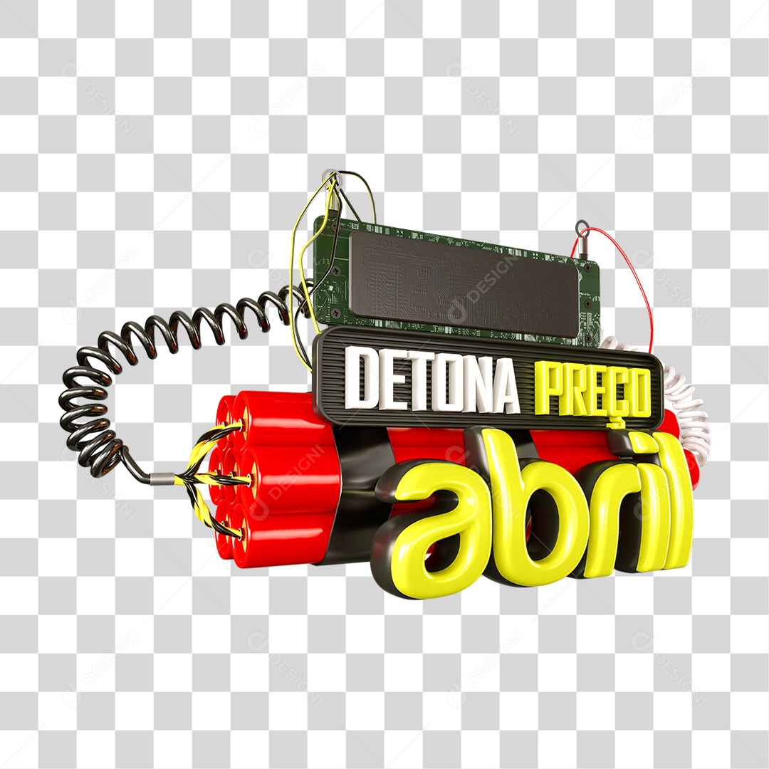 Selo 3D Detona Preço Abril PNG Transparente