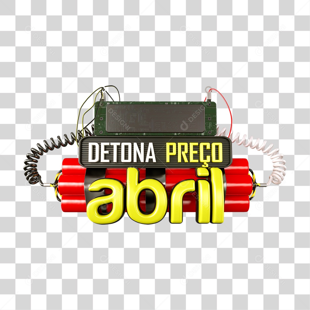 Selo 3D Detona Preço Abril PNG Transparente