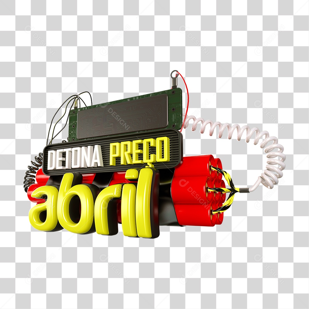 Selo 3D Detona Preço Abril PNG Transparente