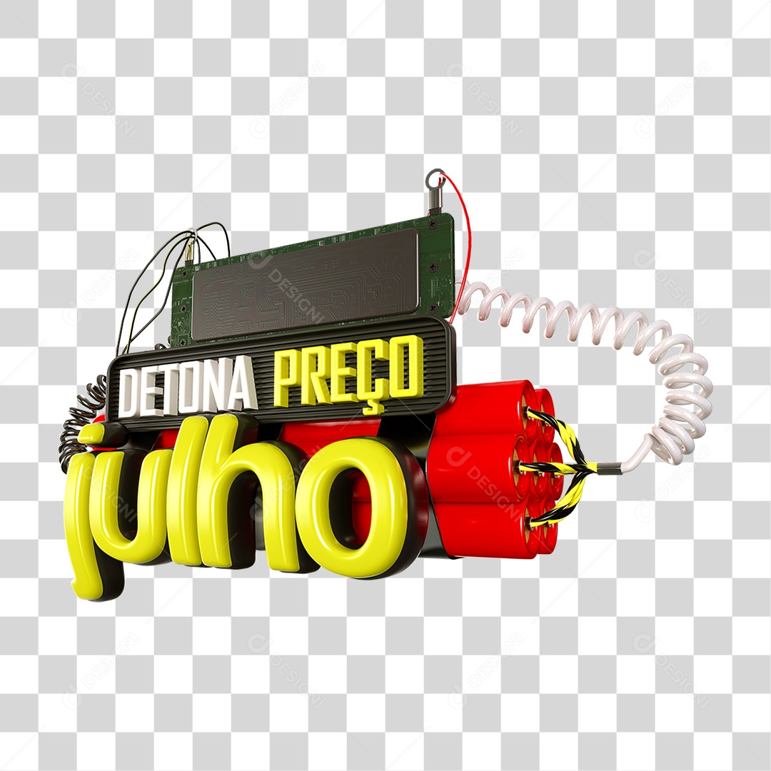 Selo 3D Detona Preço Julho PNG Transparente