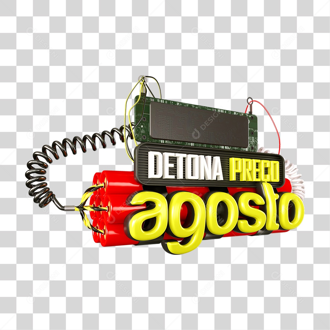 Selo 3D Detona Preço Agosto PNG Transparente