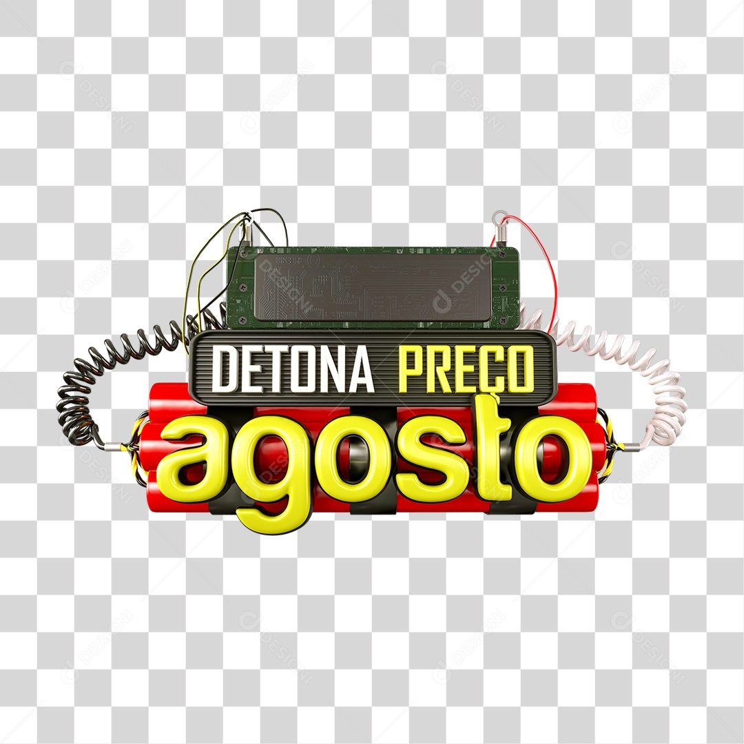 Selo 3D Detona Preço Agosto PNG Transparente
