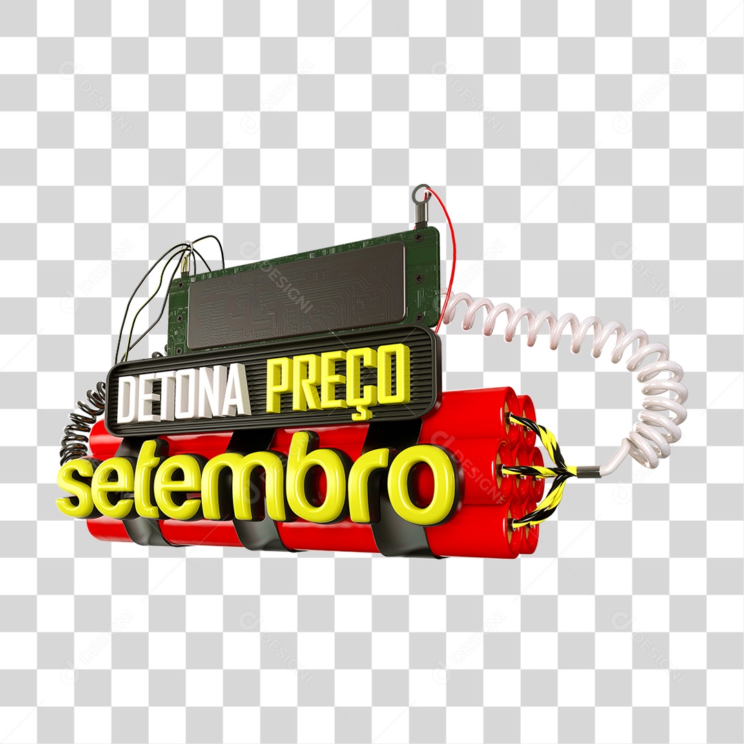 Selo 3D Detona Preço Setembro PNG Transparente