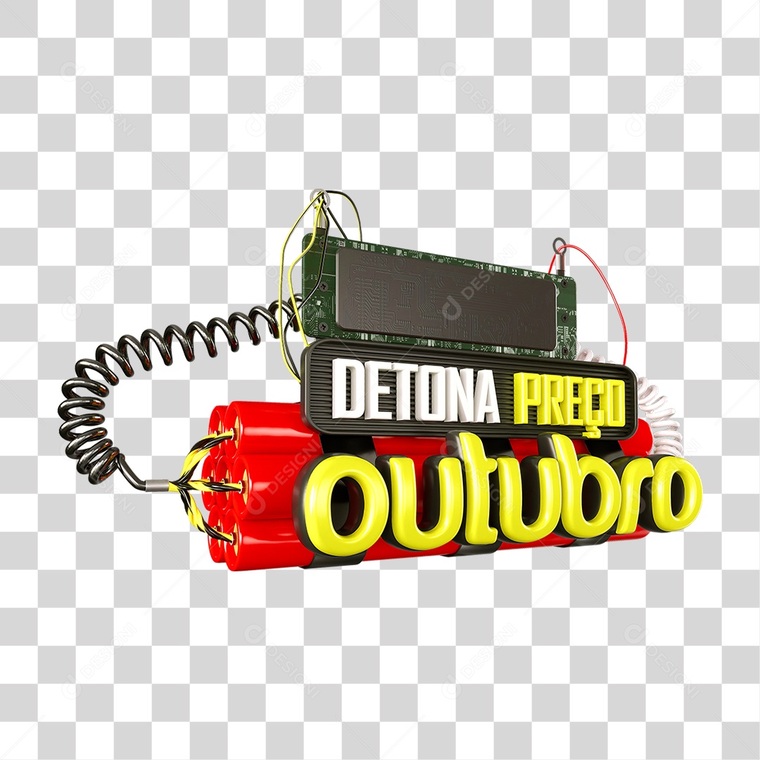 Selo 3D Detona Preço Outubro PNG Transparente