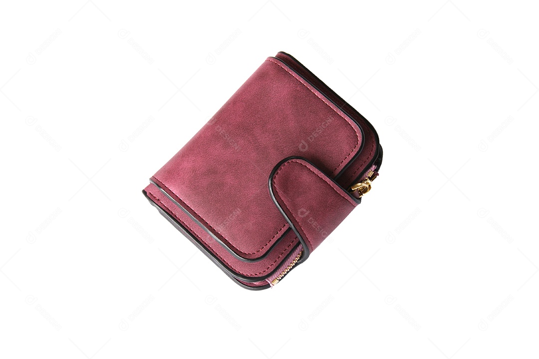 Carteira marsala feminina sobre fundo branco