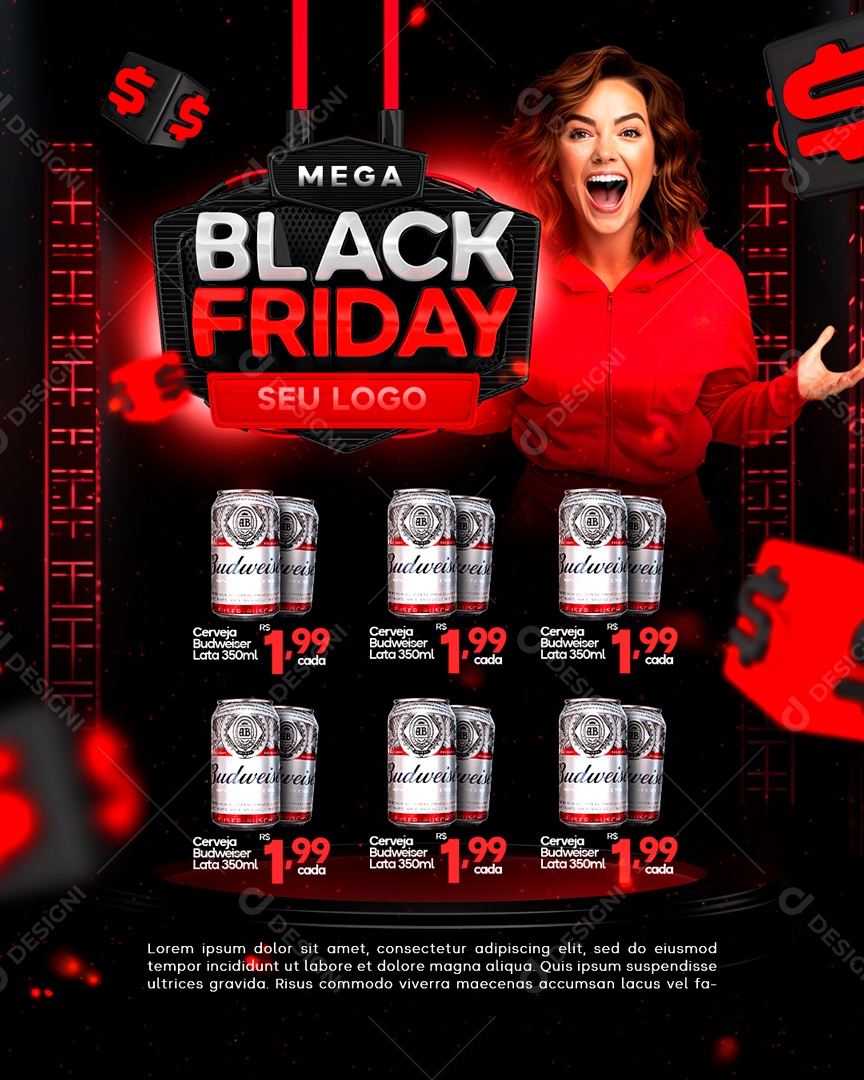 Encarte Mega Black Friday Distribuidora Social Media PSD Editável