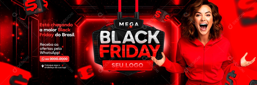 Social Media Banner Mega Black Friday PSD Editável
