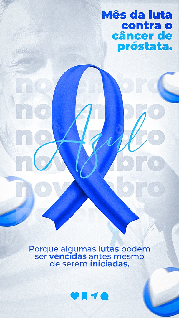 Story Novembro Azul Mês de Luta Contra o Câncer de Próstata Social Media PSD Editável