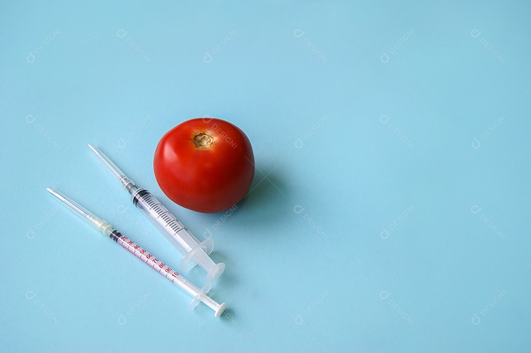 Tomate seringa e tubo coletor para experimento de alimentos