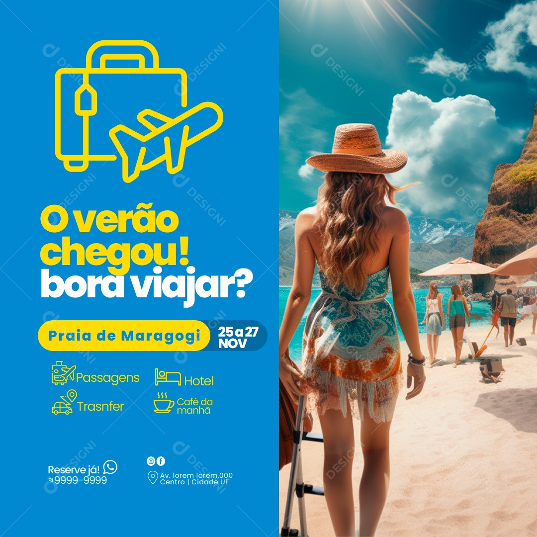 Social Media O Verão Chegou Bora Viajar PSD Editável