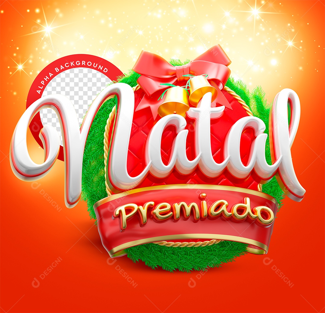 Natal Premiado Selo 3D Para Composição PSD