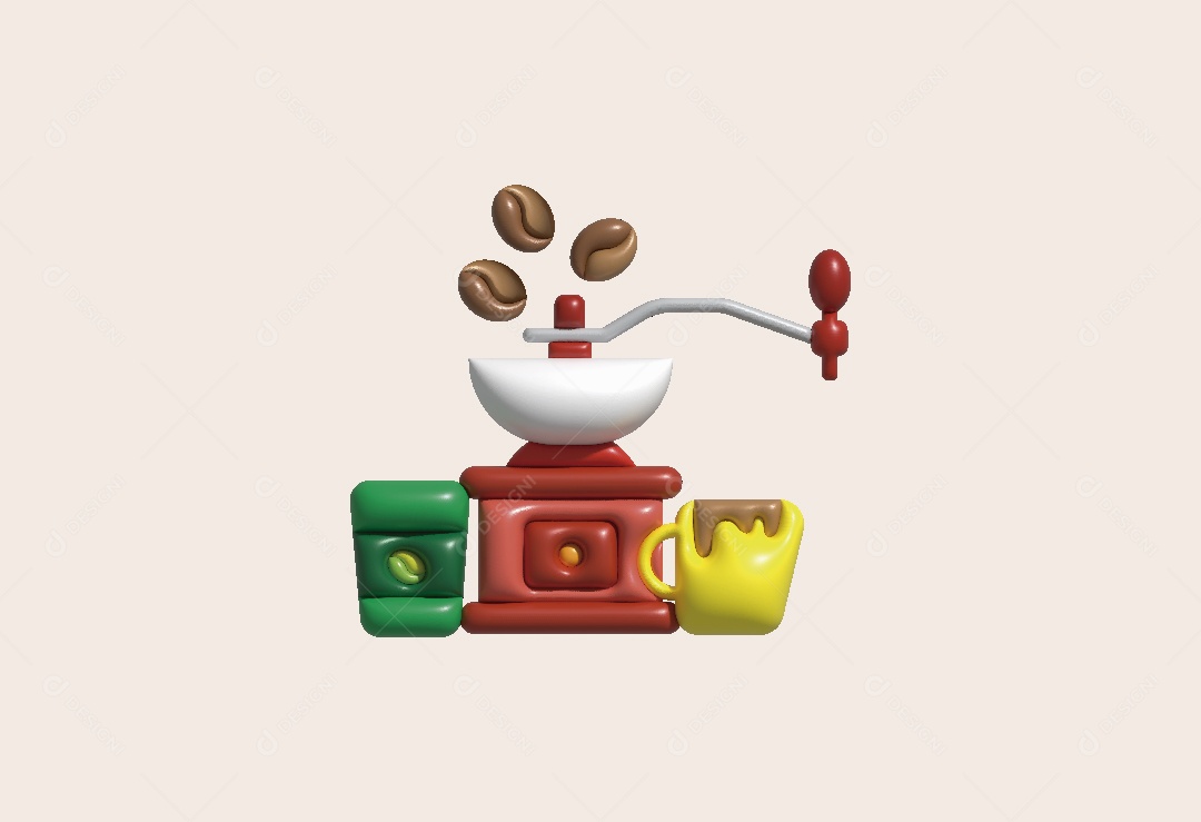 Moinho de Café Ilustração 3D Vetor EPS