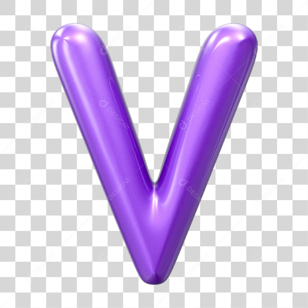 Elemento 3D Alfabeto Letra V PNG Transparente