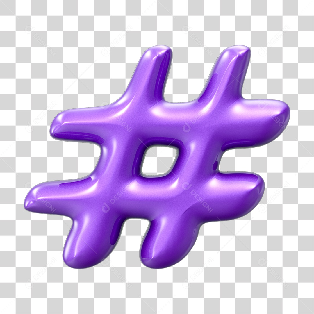 Elemento 3D Hashtag PNG Transparente