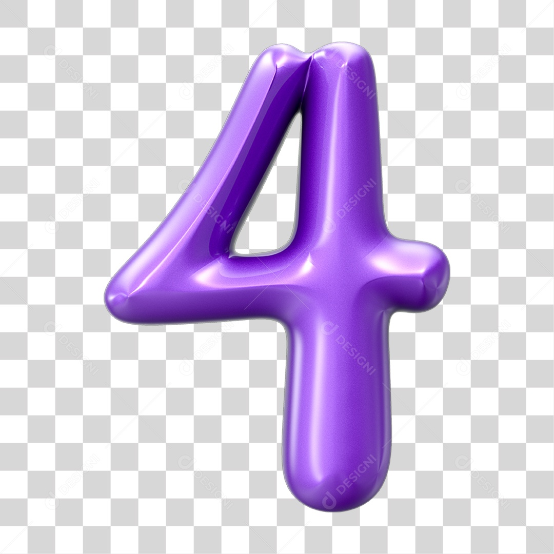 Elemento 3D Número 4 PNG Transparente