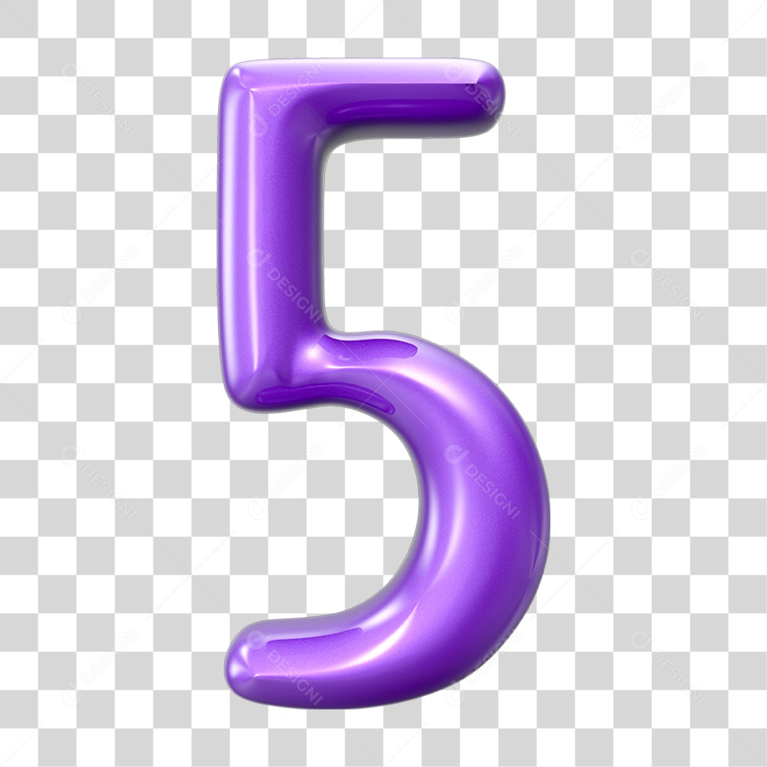 Elemento 3D Número 5 PNG Transparente