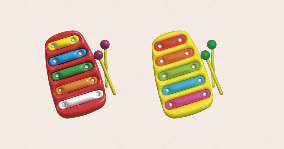 Xilofone de Brinquedo Ilustração 3D Vetor EPS