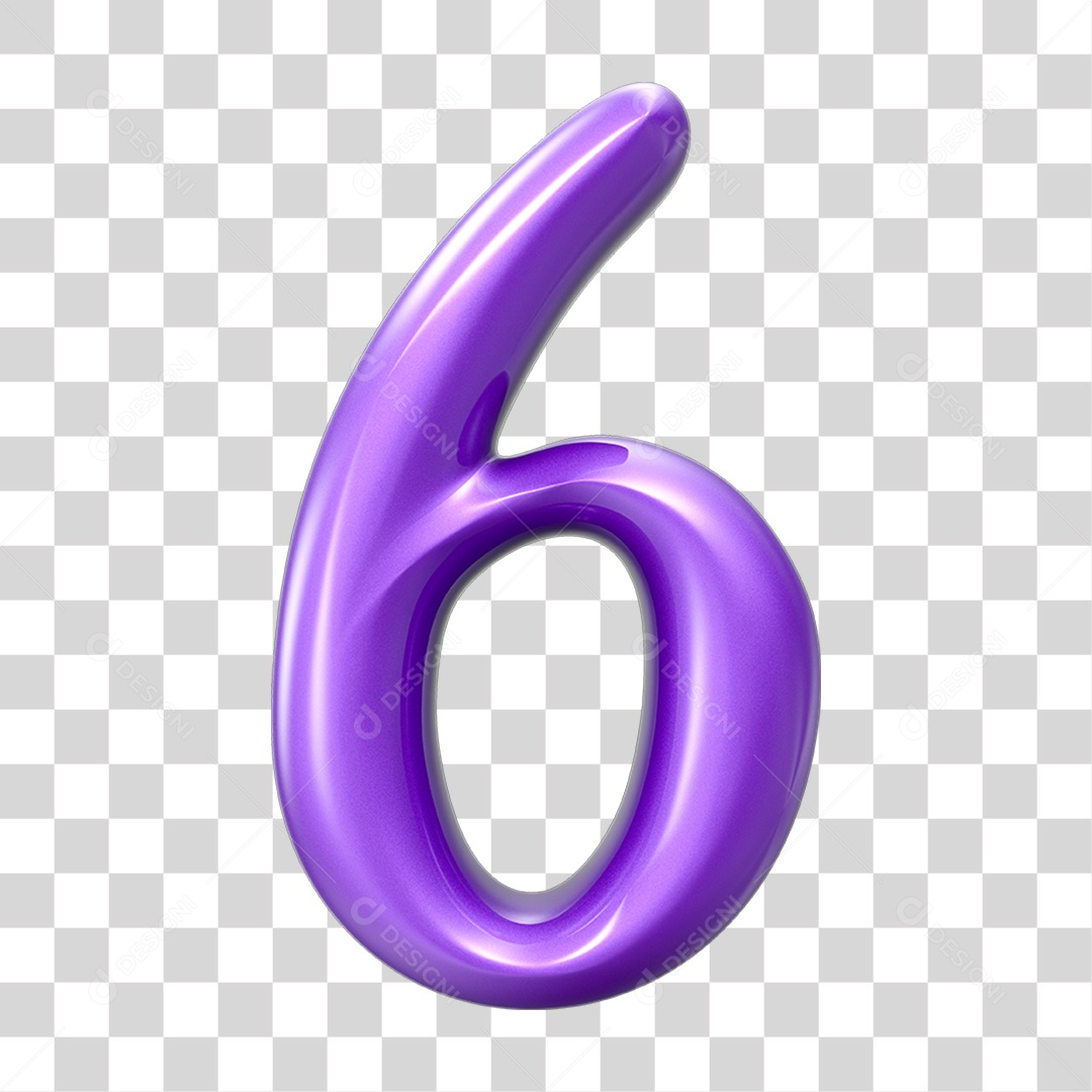 Elemento 3D Número 6 PNG Transparente