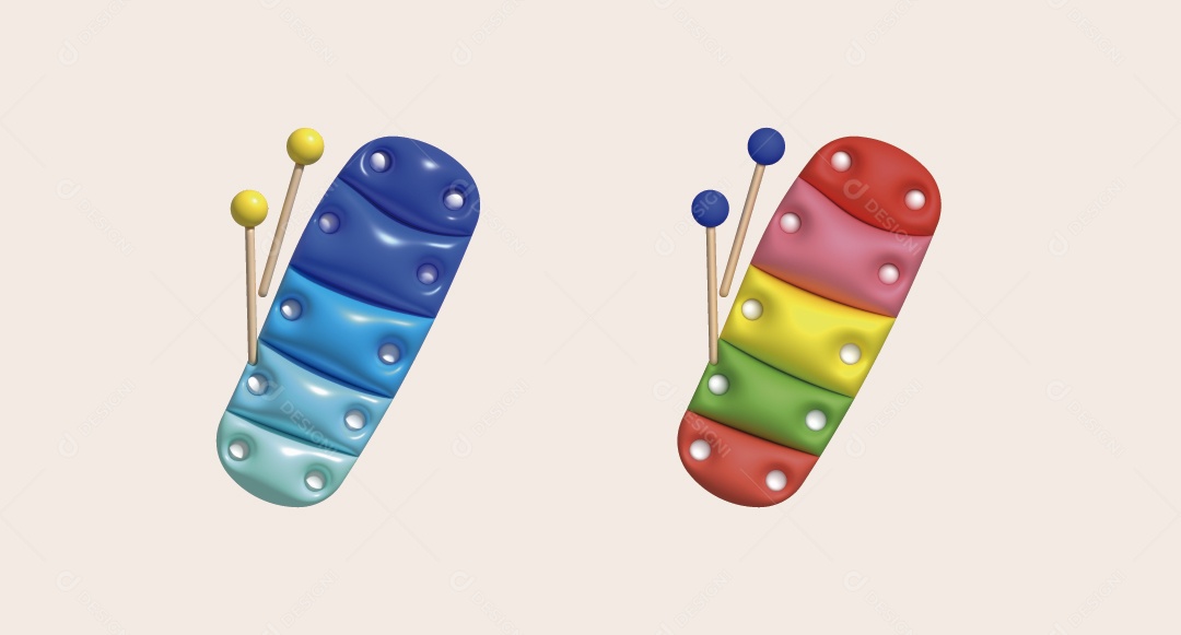 Xilofone de Brinquedo Ilustração 3D Vetor EPS