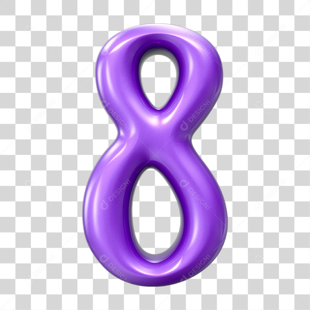 Elemento 3D Número 8 PNG Transparente