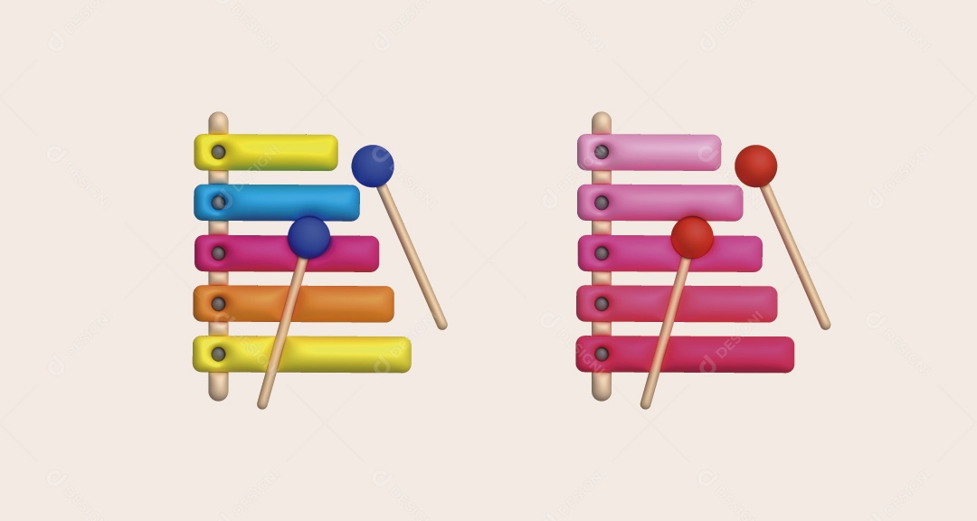 Xilofone de Brinquedo Ilustração 3D Vetor EPS