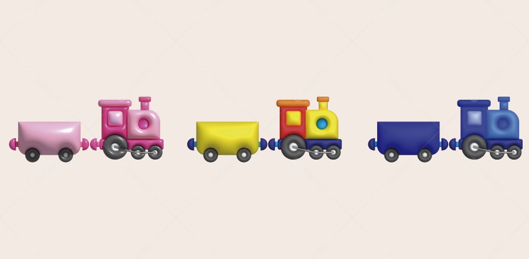 Trenzinho de Brinquedo Ilustração 3D Vetor EPS