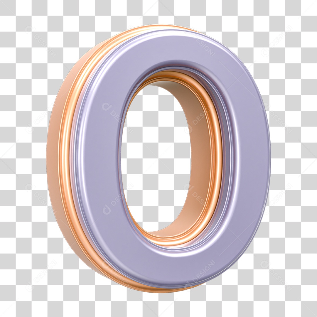 Elemento 3D Número 0 PNG Transparente