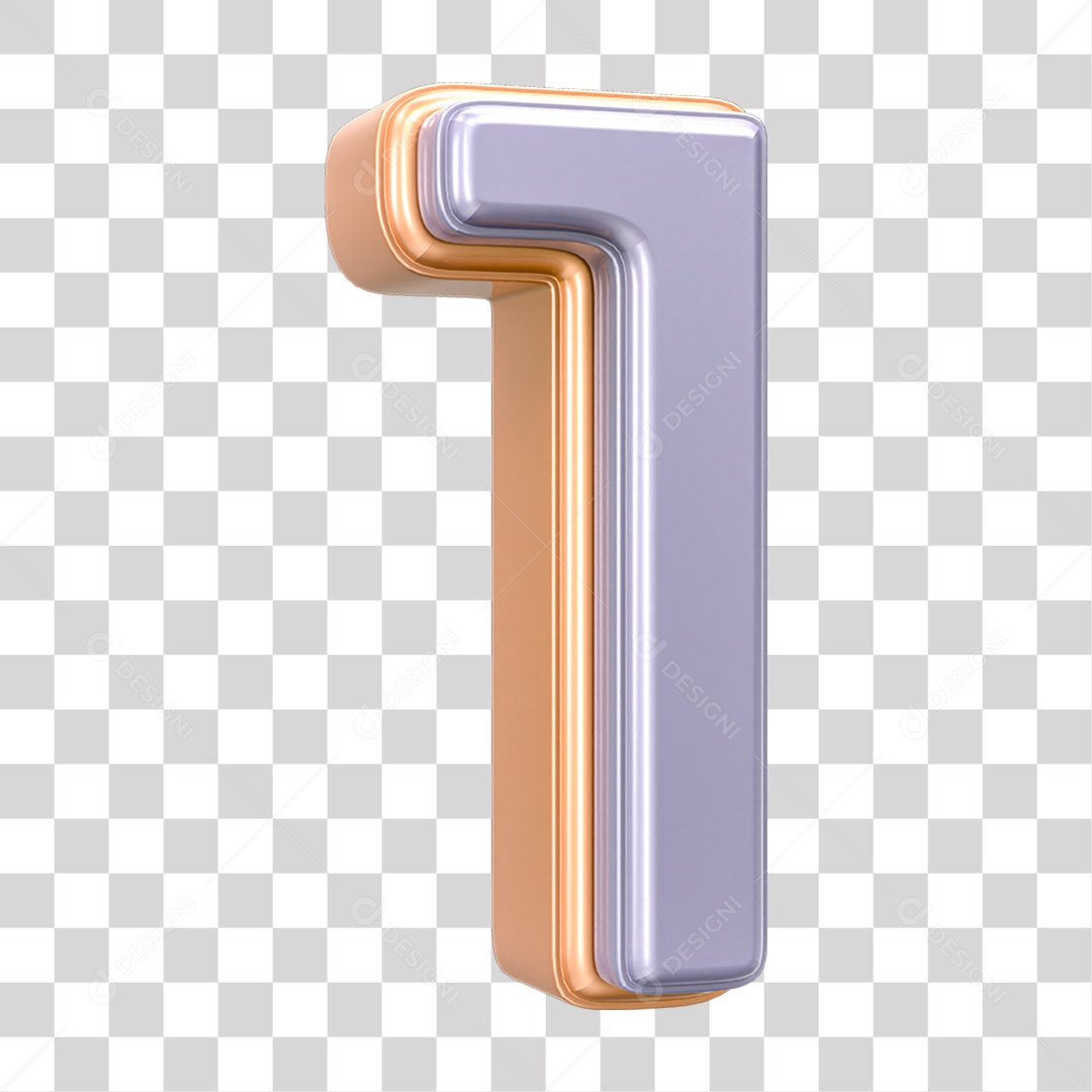 Elemento 3D Número 1 PNG Transparente