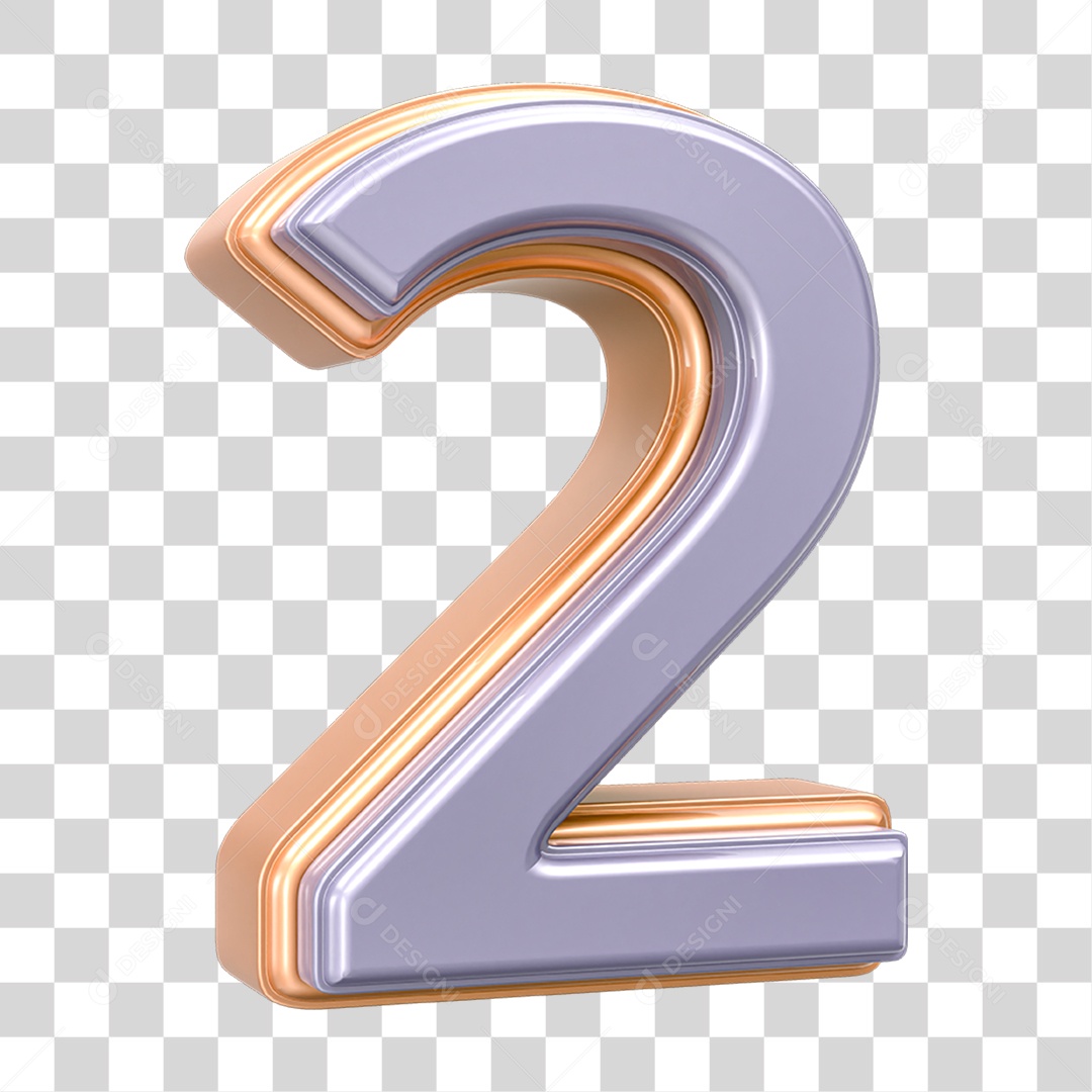 Elemento 3D Número 2 PNG Transparente