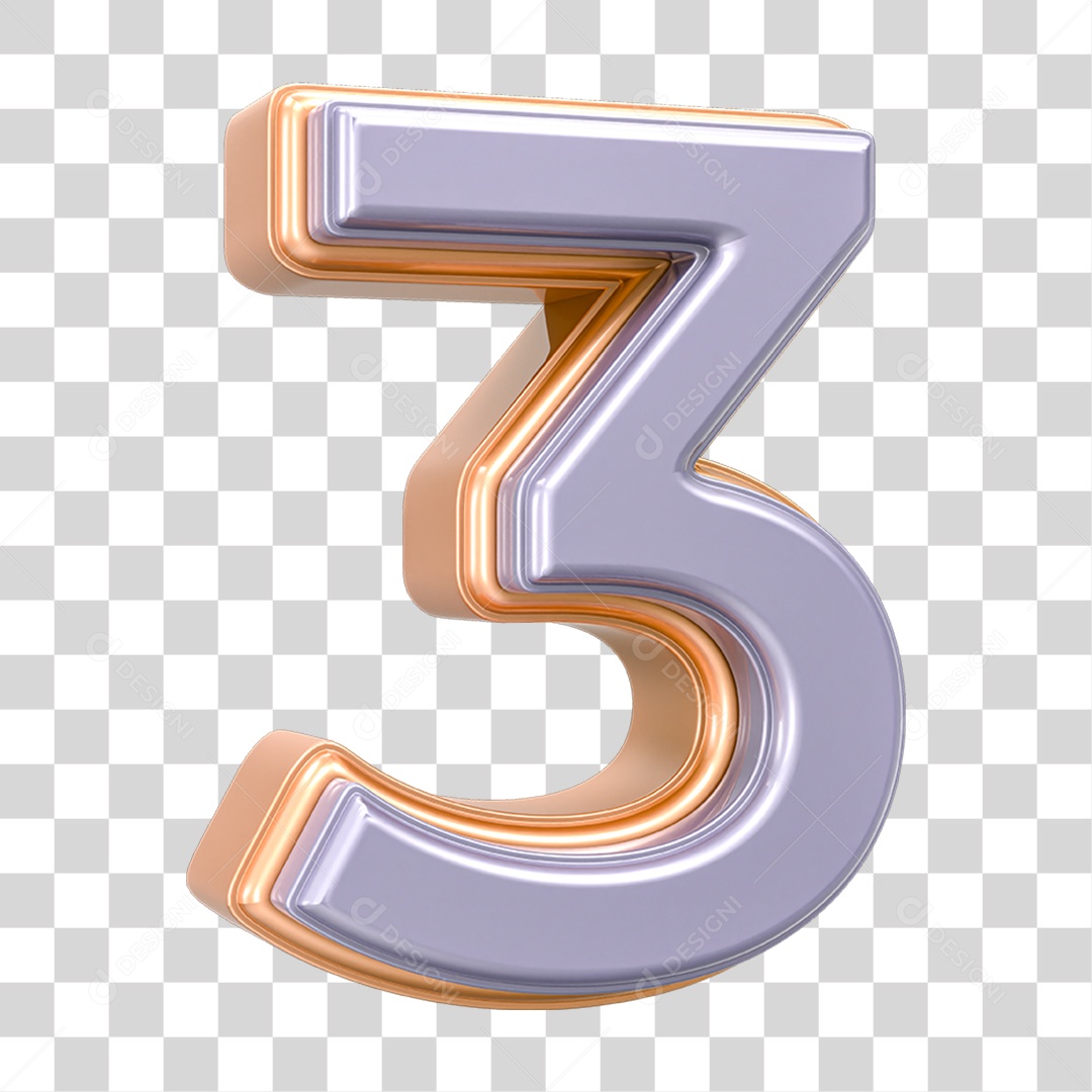 Elemento 3D Número 3 PNG Transparente