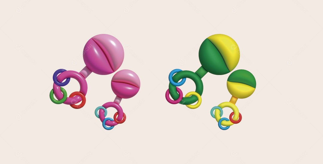 Chocalho de Bebê Ilustração 3D Vetor EPS