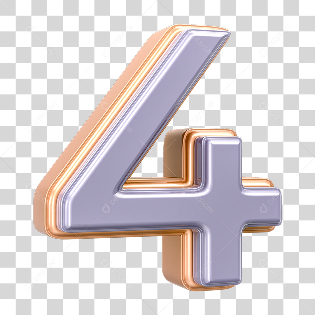 Elemento 3D Número 4 PNG Transparente