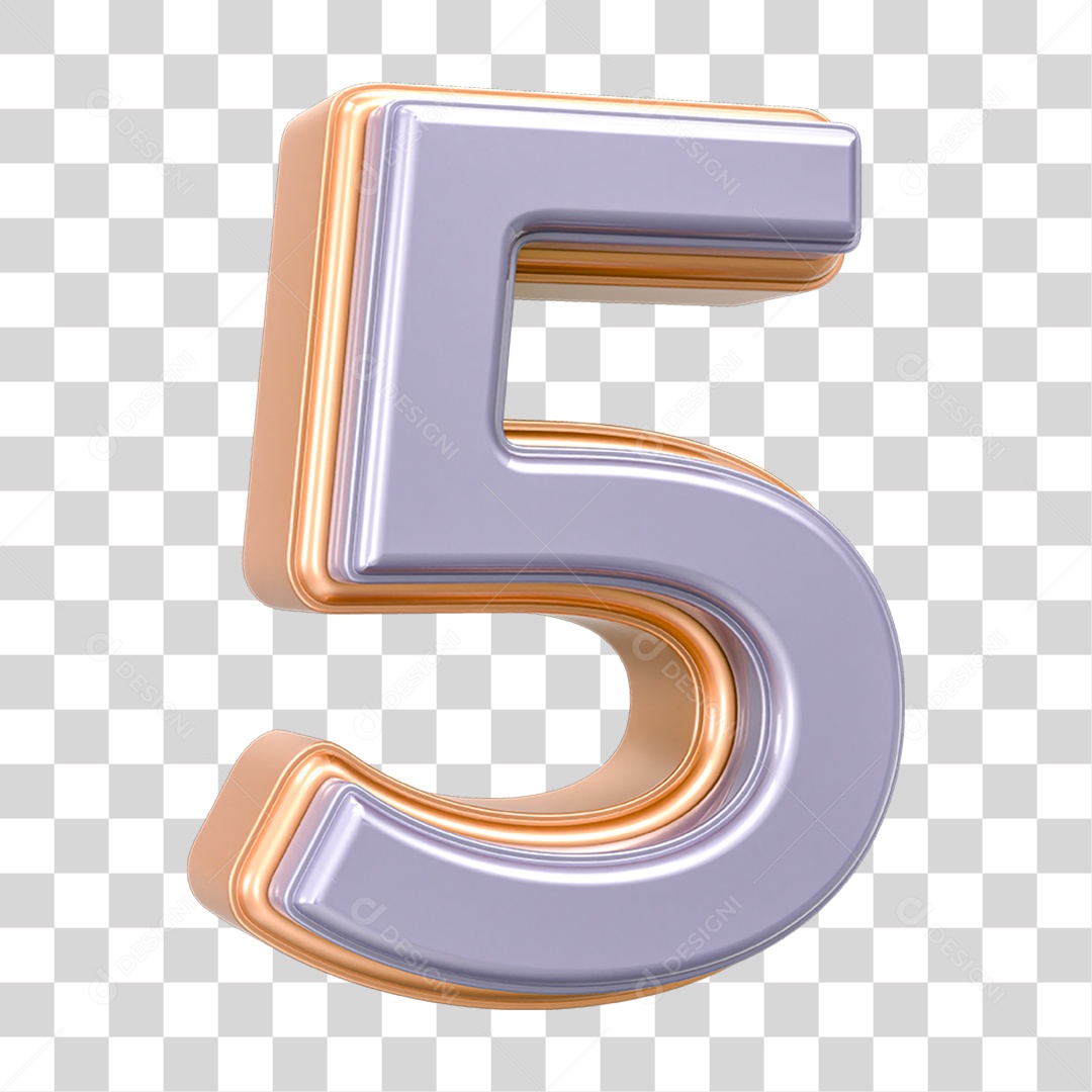 Elemento 3D Número 5 PNG Transparente