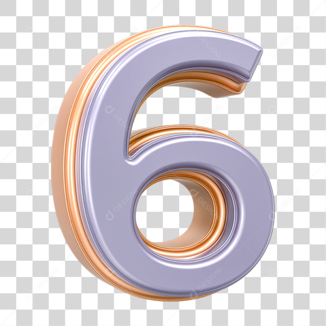 Elemento 3D Número 6 PNG Transparente