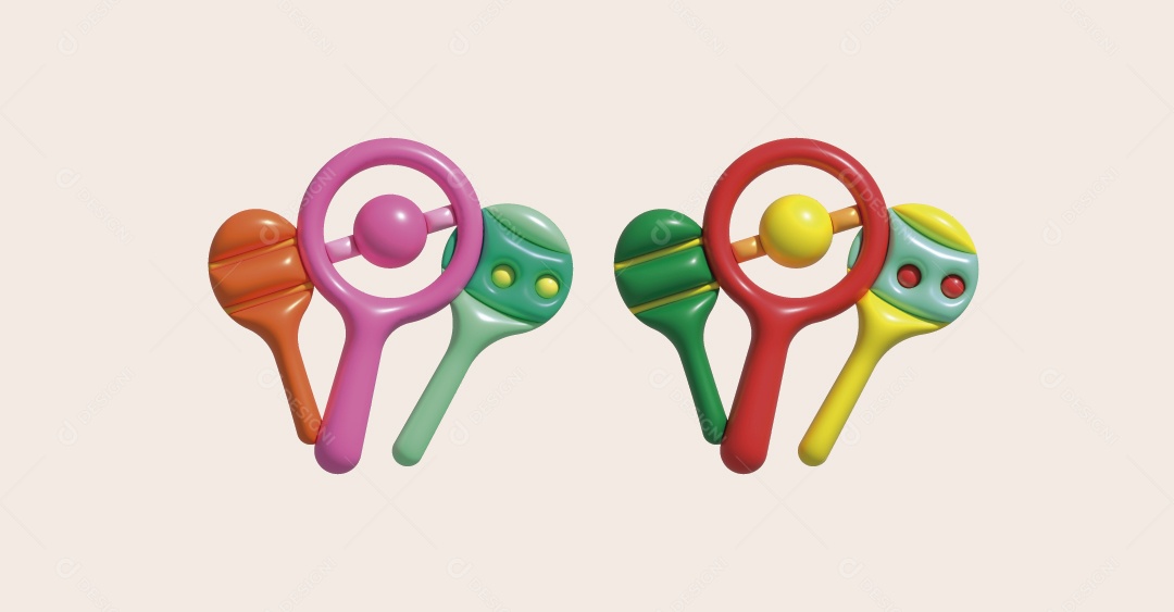 Chocalho de Bebê Ilustração 3D Vetor EPS