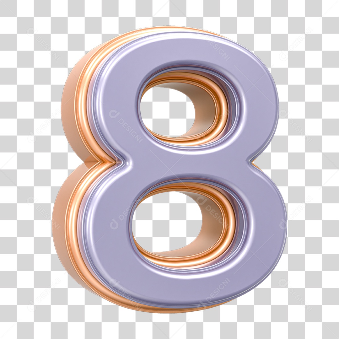 Elemento 3D Número 8 PNG Transparente