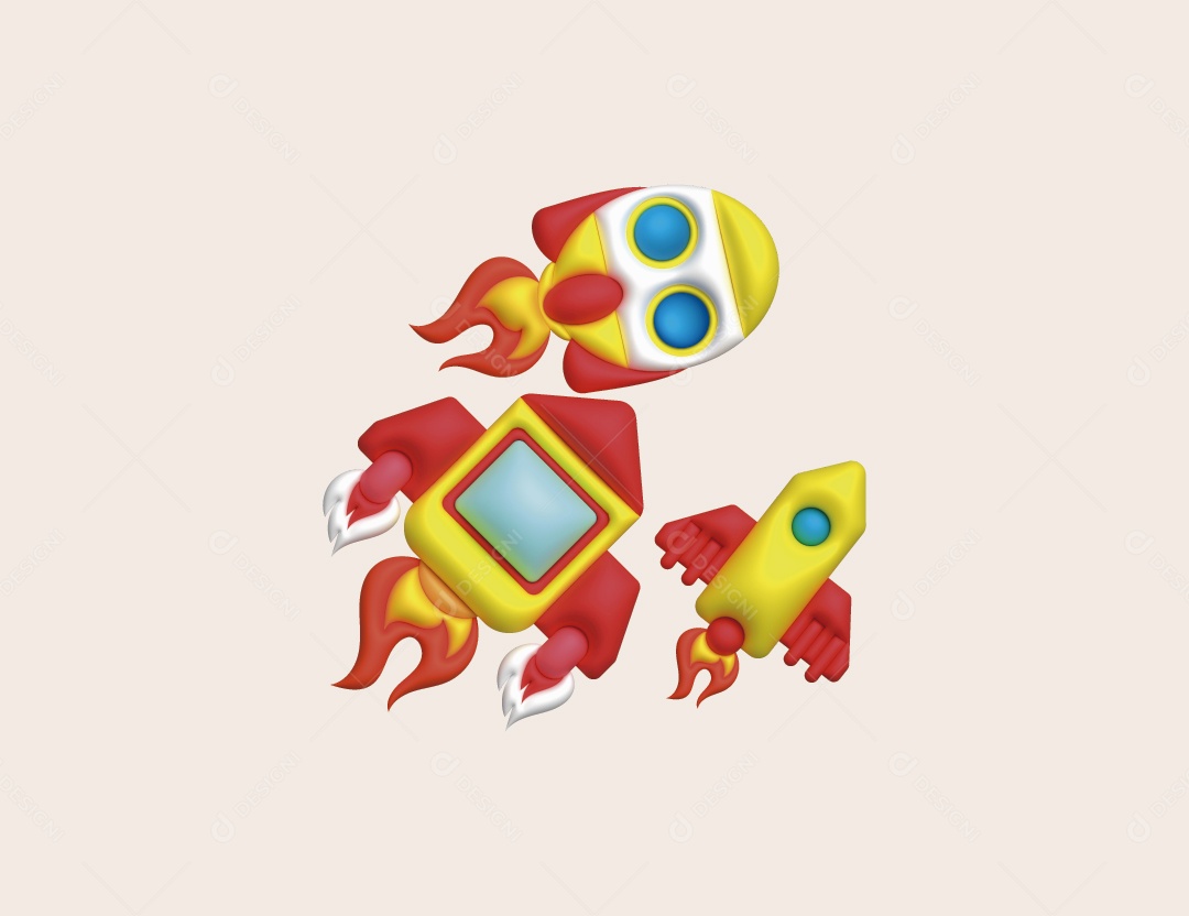 Foguete Ilustração 3D Vetor EPS