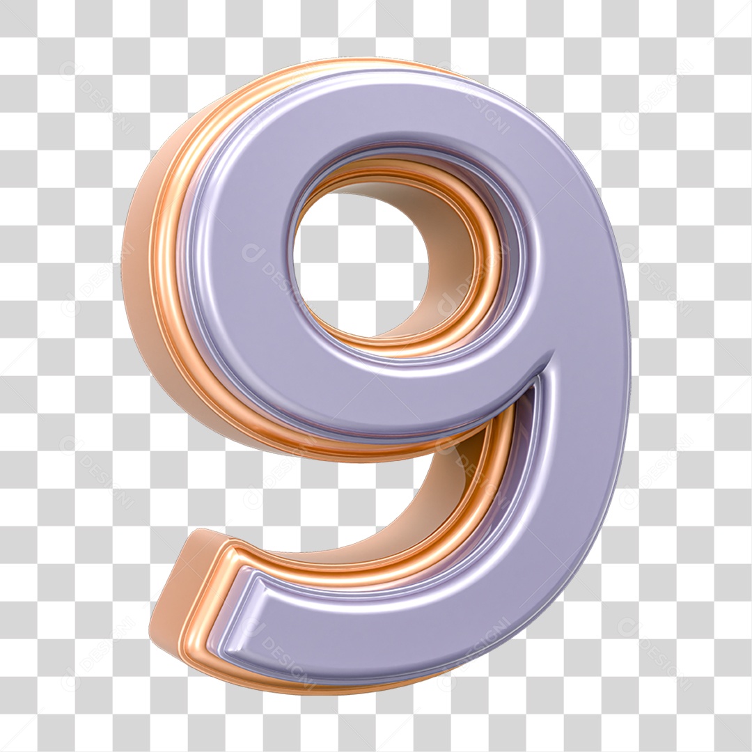 Elemento 3D Número 9 PNG Transparente