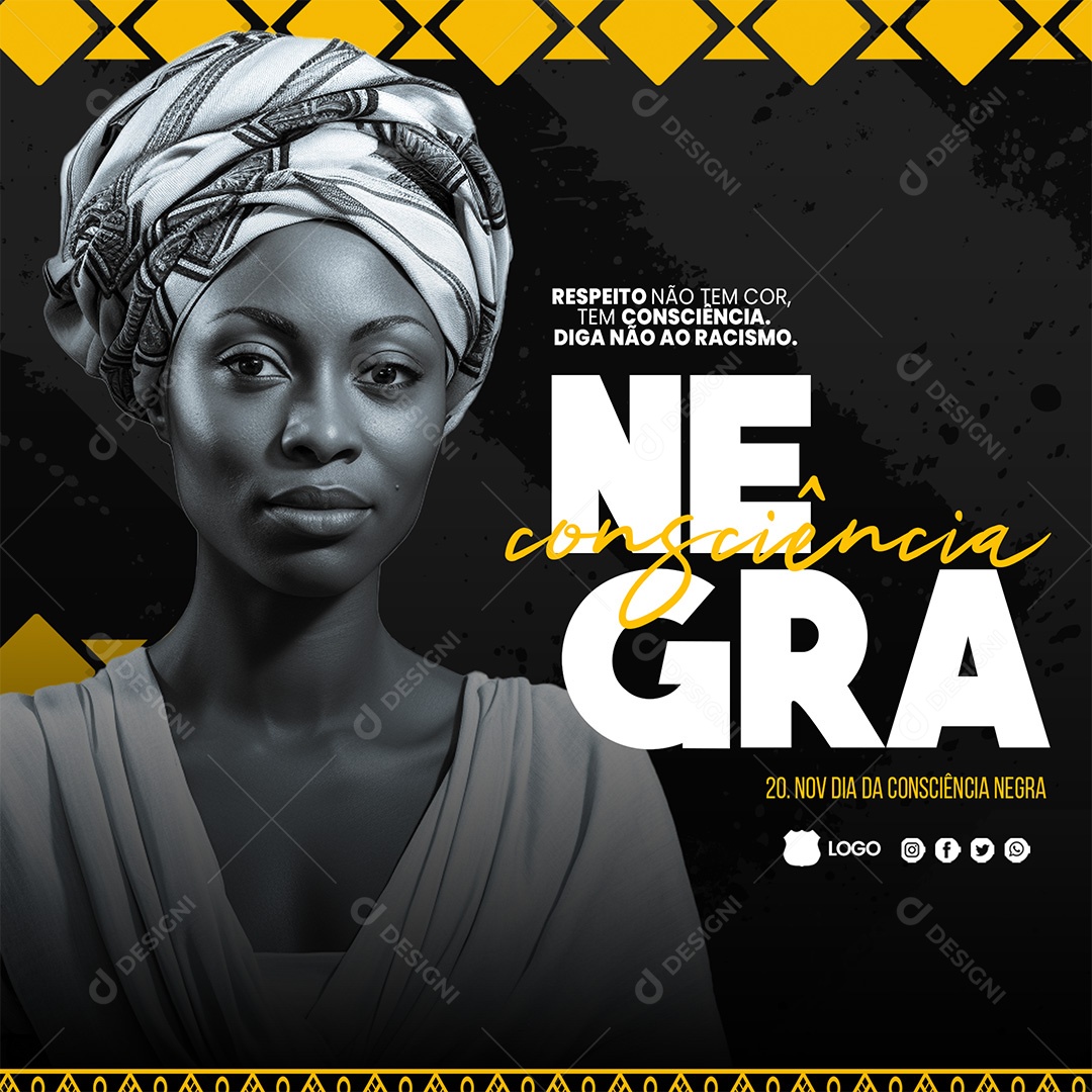 Social Media Diga Não Ao Racismo Consciência Negra PSD Editável