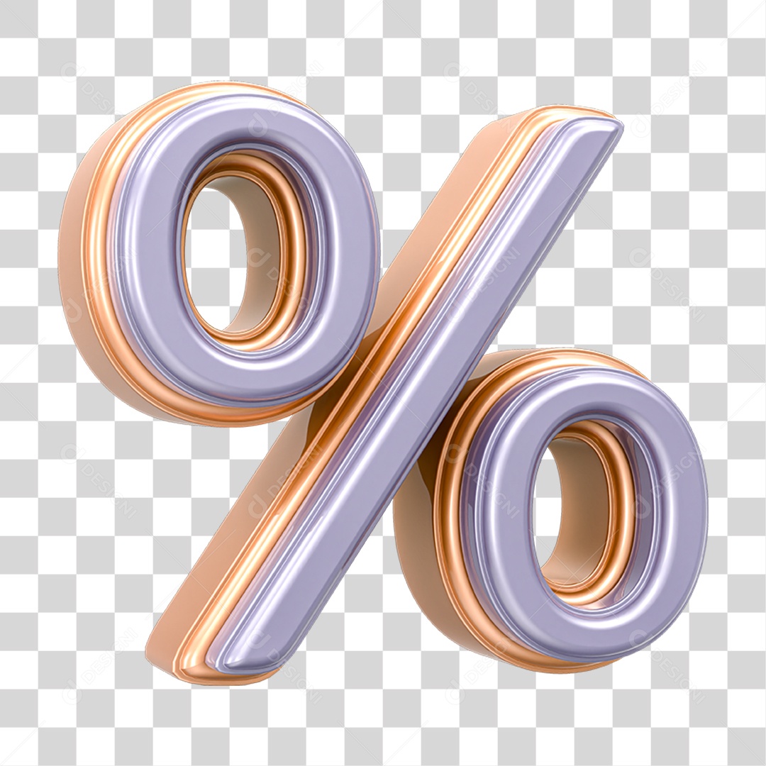 Elemento 3D Símbolo de Porcentagem % PNG Transparente