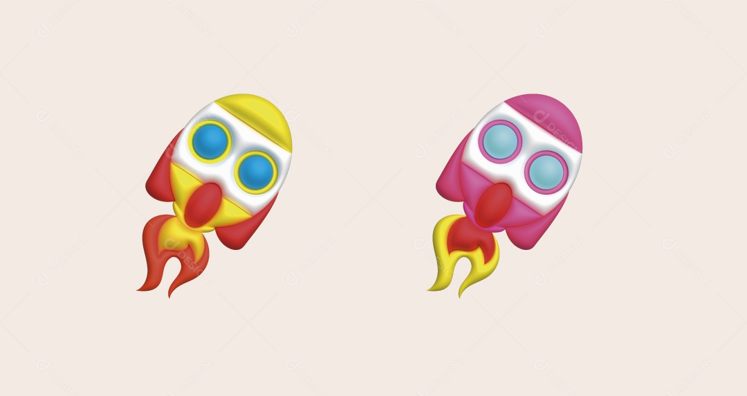 Foguete Ilustração 3D Vetor EPS