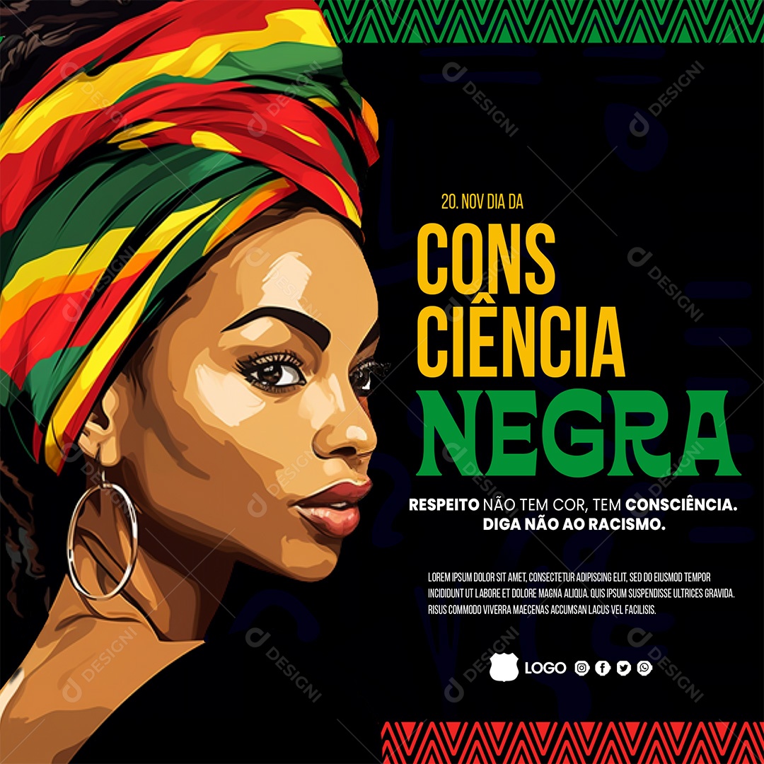 Social Media 20 De Novembro Dia Da Consciência Negra PSD Editável