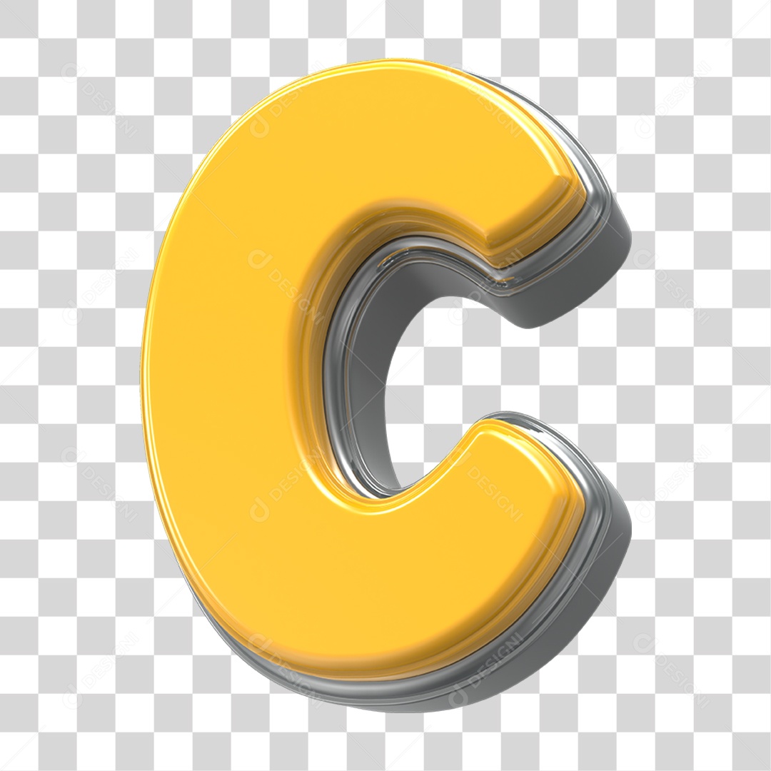 Elemento 3D Alfabeto Letra C PNG Transparente