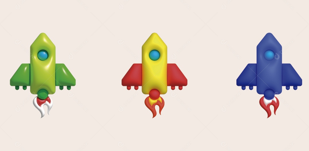 Foguete Ilustração 3D Vetor EPS