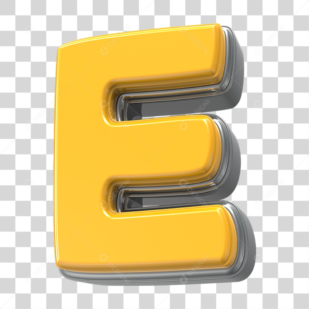 Elemento 3D Alfabeto Letra E PNG Transparente